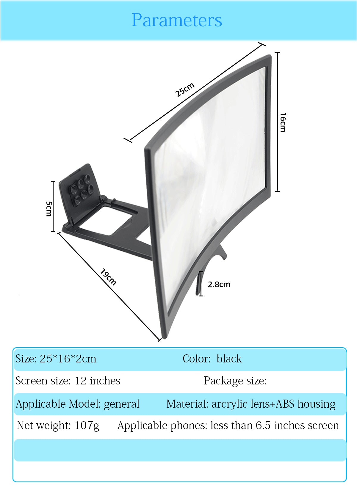 L6  12 Inch Curved Mobile Phone Screen Amplifier for Andrio Ios Smart Phone