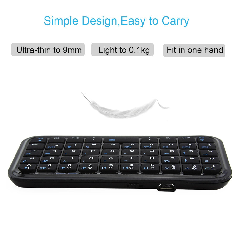 Negro Mini Teclado Sin Hilos de Bluetooth Para El Iphone 4.0/5.0 OS/PCPDA/Ipad/Samsung/Android/Smart teléfono/PC Mini Teclado Bluetooth