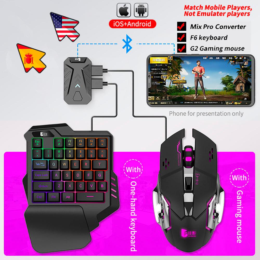 Teclado para juegos Mix Por/Lite PUBG, Combo de ratón y teclado para móvil, convertidor de ratón para PS4, PS5, Xbox, Nintendo Switch